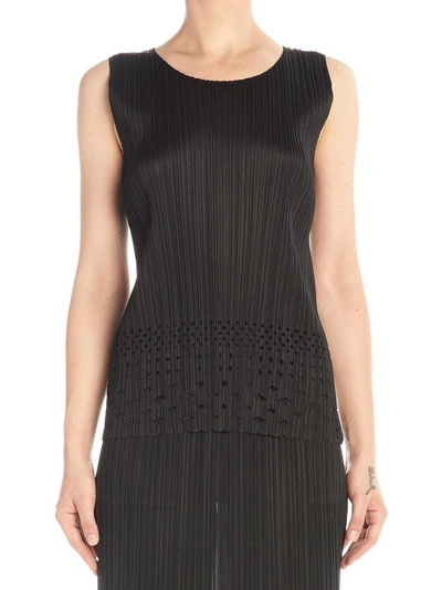 Shop Issey Miyake Pleats Please By  Pleated Sleeveless Top In Black