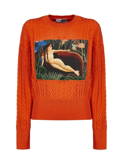 Shop Kenzo Jungle Print Turtleneck Sweater In Orange