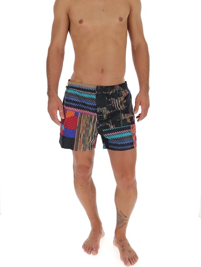 Shop Missoni Pattern Patches Swim Shorts In Multi