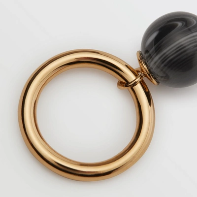 Shop Burberry Marbled Resin Gold-plated Ring In Light Gold/midnight