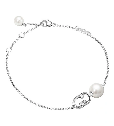 Shop Georg Jensen Magic 18ct White-gold, Pearl And Diamond Bracelet