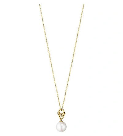 Shop Georg Jensen Magic Pendant 18ct Yellow-gold, Pearl And Diamond Pendant Necklace