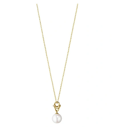 Shop Georg Jensen Magic Pendant 18ct Yellow-gold, Pearl And Diamond Pendant Necklace