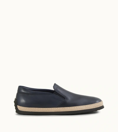 Shop Tod's Slip-ons In Leather In Blue
