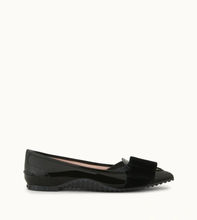 Shop Tod's Ballerinas In Patent-leather In Black