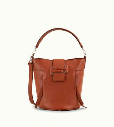 Shop Tod's Double T Bucket Bag Small In Brown