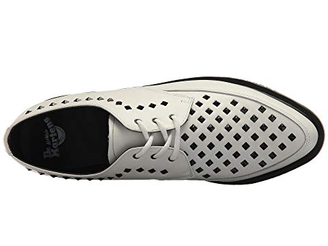 dr martens willis white leather studded flat shoes