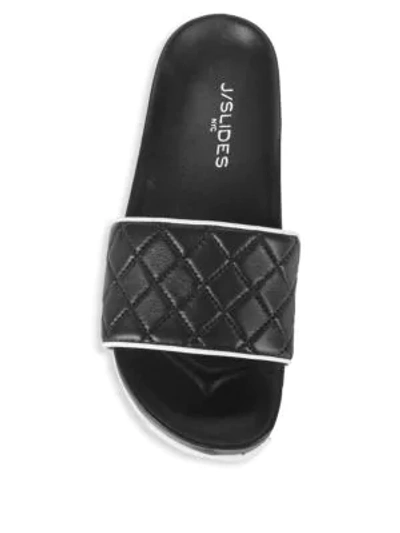 Shop J/slides Quilted Leather Slides In Black