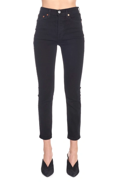 Shop Re/done High Rise Ankle Crop Jeans In Black