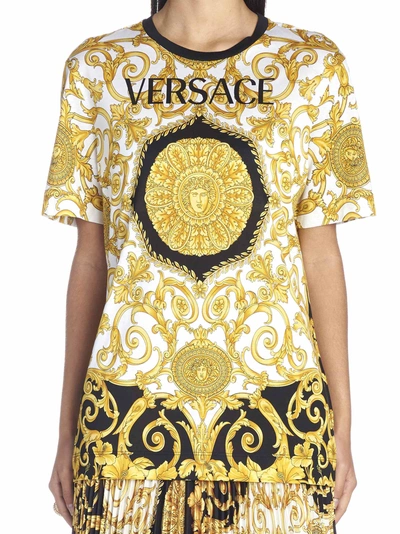 Shop Versace 'ibiscus' T-shirt In Multicolor