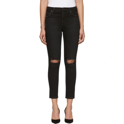 Shop Citizens Of Humanity Black Rocket Crop High-rise Skinny Jeans In Siren