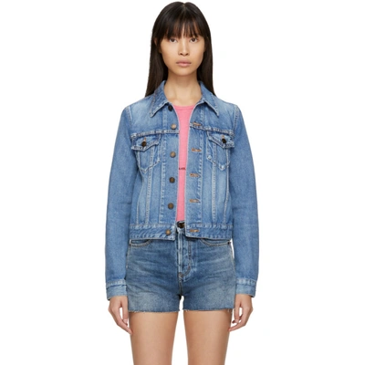 Shop Saint Laurent Blue Denim Jacket In 4375 Blue