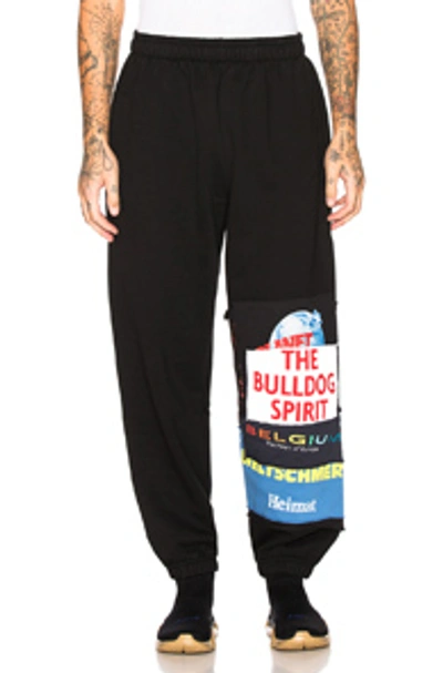 Shop Vetements Patchwork Sweatpants In Black. In Black Bulldog