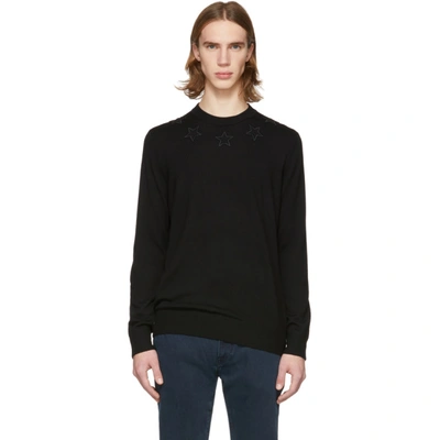 Shop Givenchy Black Wool Star Sweater In 001 Black