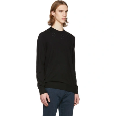 Shop Givenchy Black Wool Star Sweater In 001 Black