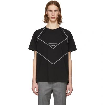 Shop Givenchy Black Contrast Stitching Logo T-shirt In 001 Black
