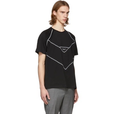 Shop Givenchy Black Contrast Stitching Logo T-shirt In 001 Black