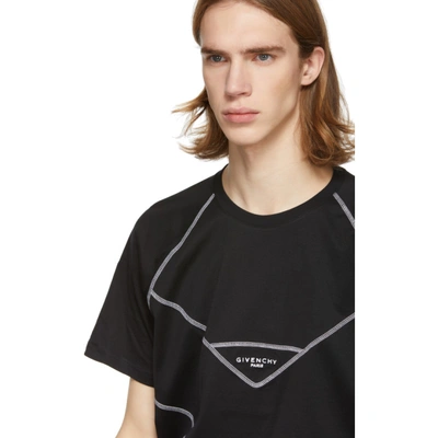 Shop Givenchy Black Contrast Stitching Logo T-shirt In 001 Black