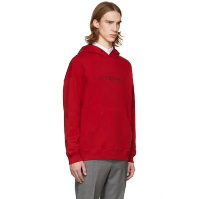 Shop Givenchy Red Vintage Logo Hoodie