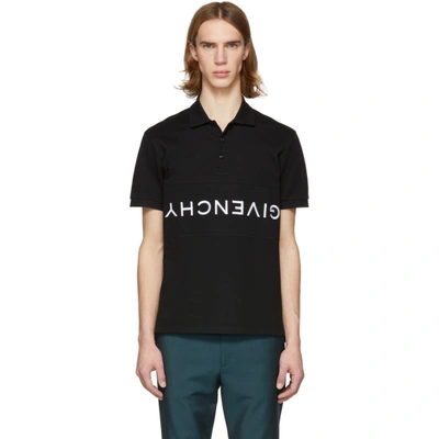 Shop Givenchy Black Reverse Logo Polo In 001 Black