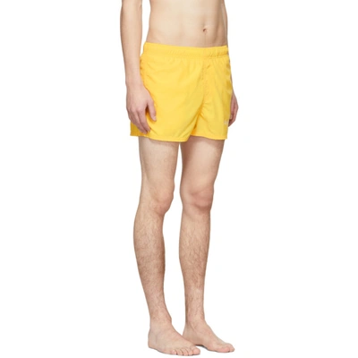 Shop Givenchy Yellow Logo Swim Shorts