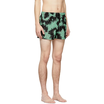Shop Givenchy Black And Green Printed Swim Shorts In 013 Blk/grn