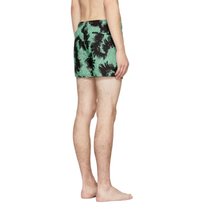 Shop Givenchy Black And Green Printed Swim Shorts In 013 Blk/grn