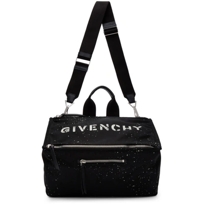 Shop Givenchy Black Stencil Pandora Messenger Bag In 004 Blk/wht
