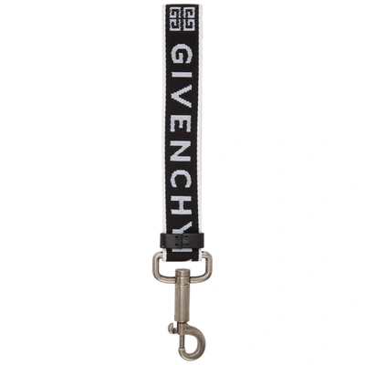 Shop Givenchy Black And White Short 4g Logo Keychain In 004 Black/w