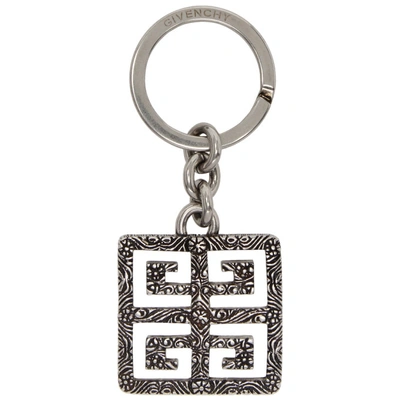 Shop Givenchy Silver 4g Engraved Keychain In 723 Silver
