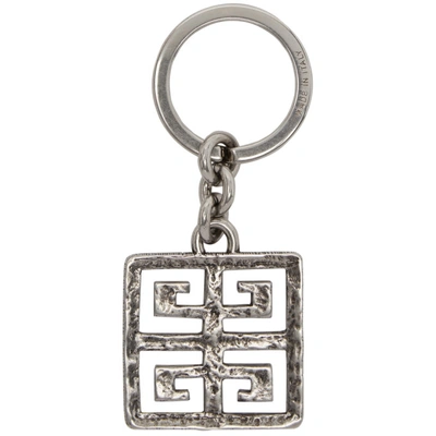 Shop Givenchy Silver 4g Engraved Keychain In 723 Silver