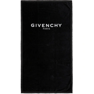 Shop Givenchy Black Embroidered Logo Towel In 001 Black