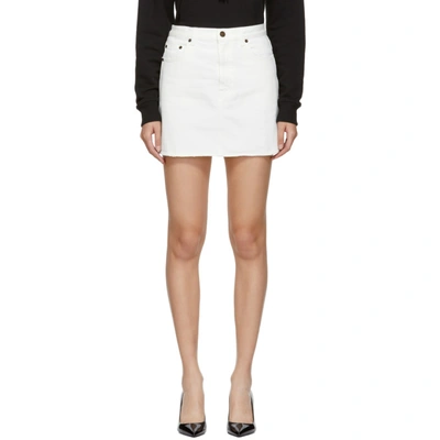 Shop Saint Laurent White Denim Miniskirt In 9001 White