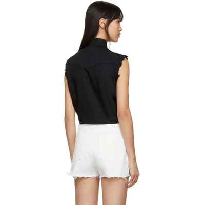 Shop Saint Laurent Black Fringed Sleeveless Shirt In 1001 Black