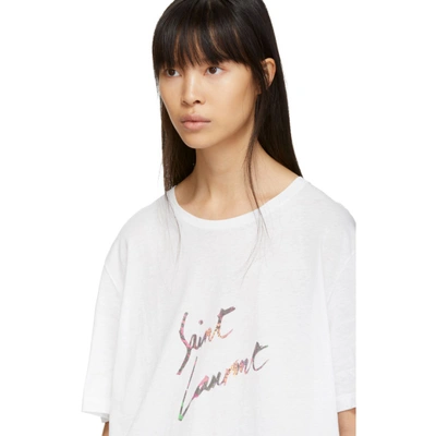 Shop Saint Laurent White Animalier Logo T-shirt In 8486 White