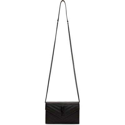 Shop Saint Laurent Black Monogramme Envelope Chain Wallet Bag