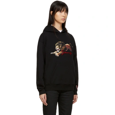 Shop Givenchy Black Embroidered Lion Hoodie In 001 Black