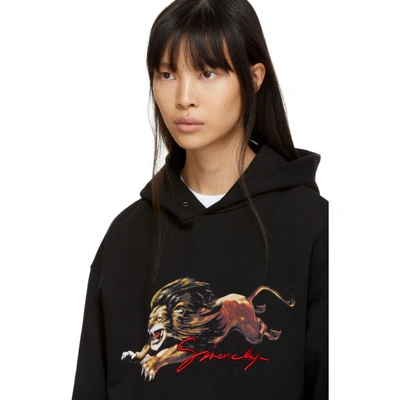 Shop Givenchy Black Embroidered Lion Hoodie In 001 Black