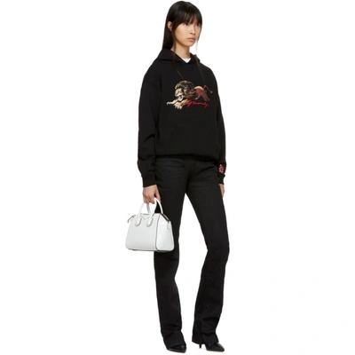 Shop Givenchy Black Embroidered Lion Hoodie In 001 Black