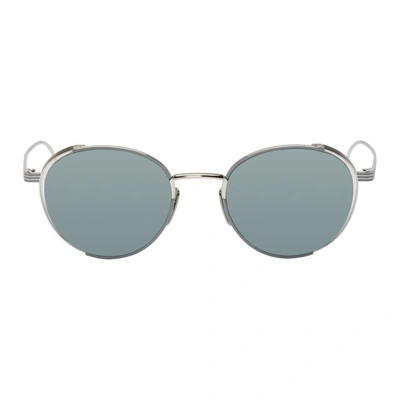 Shop Thom Browne Grey And Silver Tb-106 Sunglasses In Greysilver