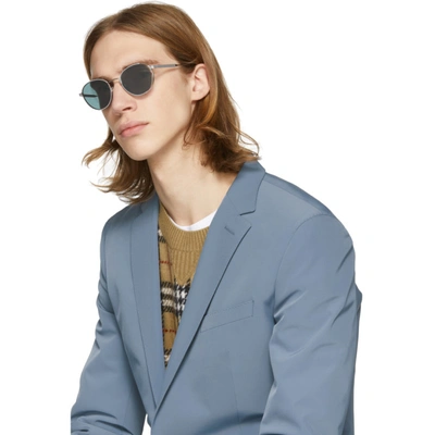 Shop Thom Browne Grey And Silver Tb-106 Sunglasses In Greysilver