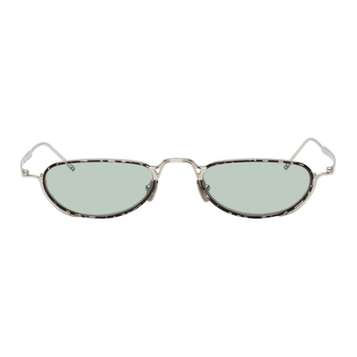 Shop Thom Browne Silver Tb-913 Sunglasses In Silvergrey