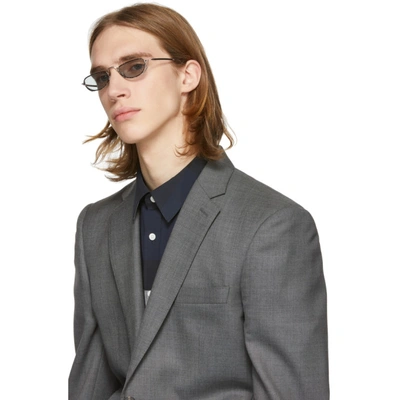 Shop Thom Browne Silver Tb-913 Sunglasses In Silvergrey