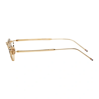 Shop Thom Browne Gold Tb-913 Sunglasses In Whtgldbrown