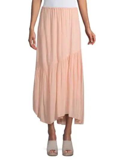 Shop Joie Hiwalani Asymmetric Drape Midi Skirt In Summer Pink