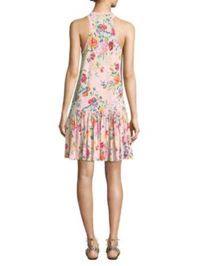 Shop Rebecca Taylor Marlena Floral Linen Jersey Dress In Dusty Rose