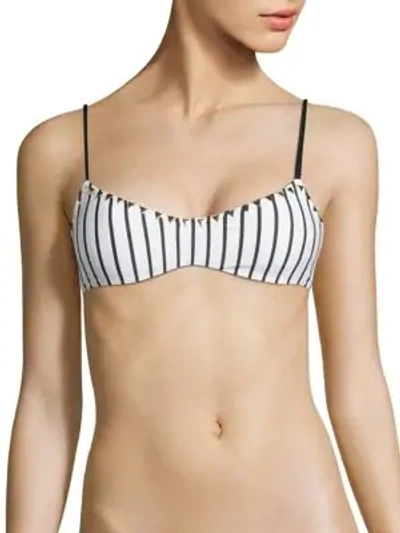 Shop Same Swim The Siren Striped Bikini Top In Stripe Black
