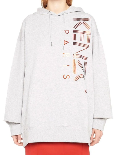 Shop Kenzo Logo Side Print Hoodie In Grey