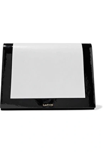 Shop Lanvin Woman Two-tone Matte And Patent-leather Clutch White
