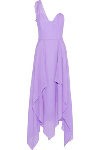 Shop Roland Mouret Woman Felcourt One-shoulder Asymmetric Silk-crepe Gown Lavender